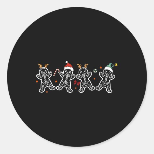 Gingerbread Skeleton Kerst Radiologie Shir Xray Ronde Sticker (Voorkant)