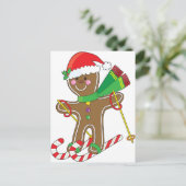 Gingerbread Skiër Feestdagenkaart (Staand voorkant)
