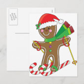 Gingerbread Skiër Feestdagenkaart (Voorkant / Achterkant)