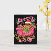 Gingerbread Sleigh Girl Nk Funny Christmas Women G Kaart (Gele Bloem)