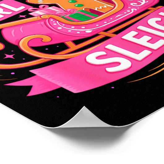 Gingerbread Sleigh Girl Nk Funny Christmas Women G Poster (Hoek)