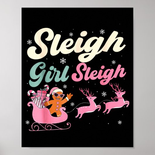 Gingerbread Sleigh Girl Nk Funny Christmas Women G Poster (Voorkant)