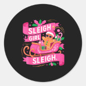 Gingerbread Sleigh Girl Nk Funny Christmas Women G Ronde Sticker (Voorkant)