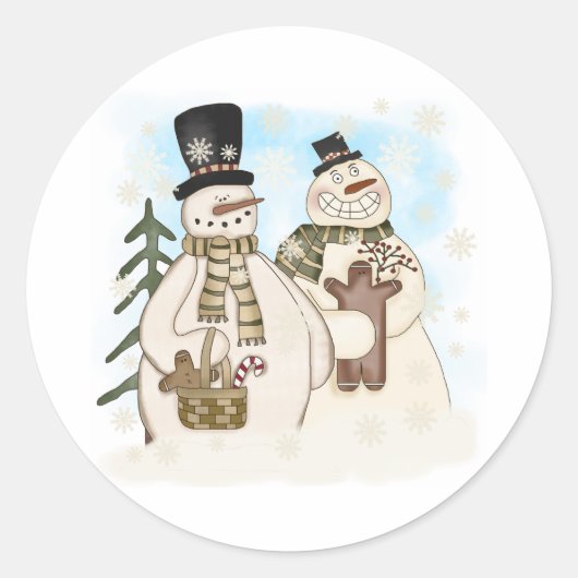Gingerbread Sneeuwman Winter Feestdagen Ronde Sticker (Voorkant)