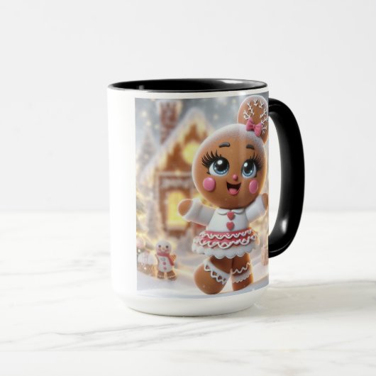 Gingerbread Sneeuwvlok Glans Mok (Voorkant rechts)
