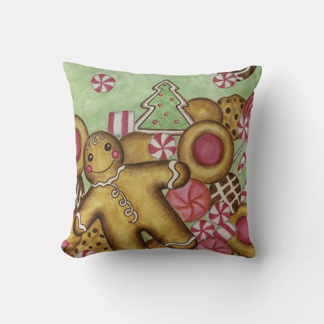 Gingerbread Snoep Cookie Pillow Kussen (Voorkant)