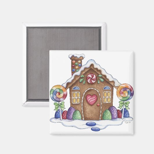Gingerbread Snoep Huis Keukenmagneet Magneet (Voorkant / Achterkant)