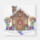 Gingerbread Snoep Huis Keukenmagneet Magneet (Voorkant)