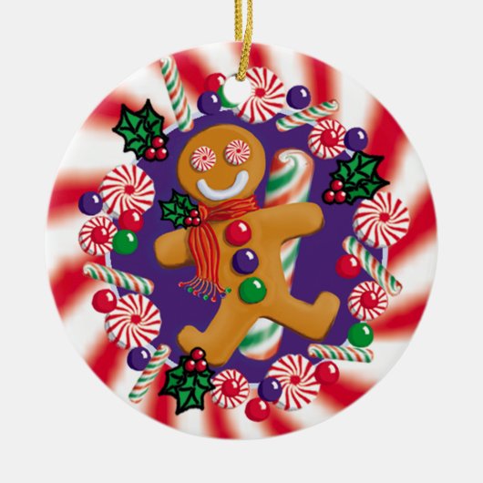 GINGERBREAD-SNOEP KERAMISCH ORNAMENT (Voorkant)