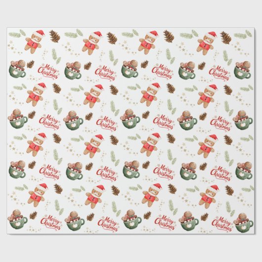 Gingerbread Snoep Vrolijk kerstfeest Cadeaupapier (Vlak)