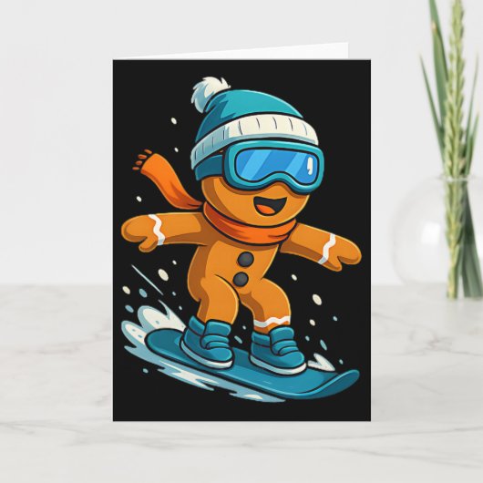Gingerbread Snowboarder Christmas Holiday Snowboar Kaart (Voorkant)
