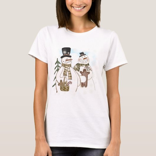 Gingerbread Snowmen Wintervakantie T-shirt (Voorkant)