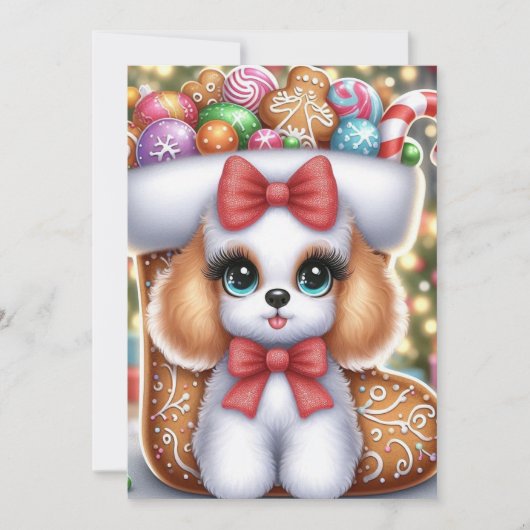 Gingerbread Snuggles: A Christmas Poodle Delight Kaart (Voorkant)