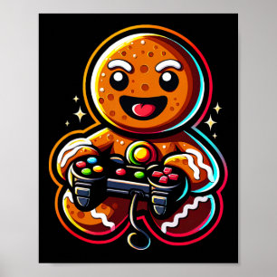 Gingerbread speelt videogame controller gamer Kers Poster