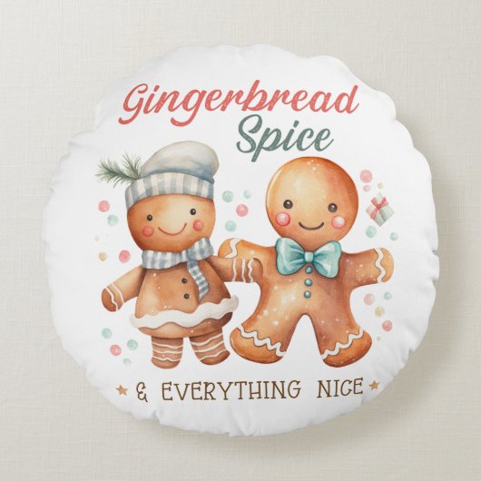 Gingerbread Spice en alles Mooi Rond Kussen (Voorkant)