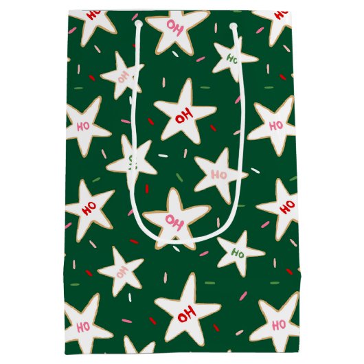 Gingerbread Star Christmas Pattern Medium Cadeauzakje (Achterkant)