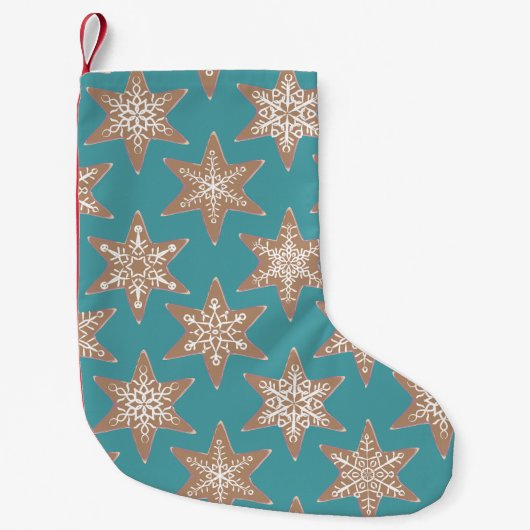 Gingerbread Stars Christmas Stocking (Green) Kleine Kerstsok (Voorkant)