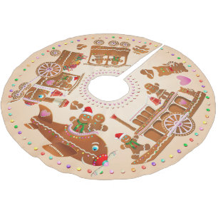 Gingerbread stoomtrein, stoomboot en vliegtuig kerstboom rok