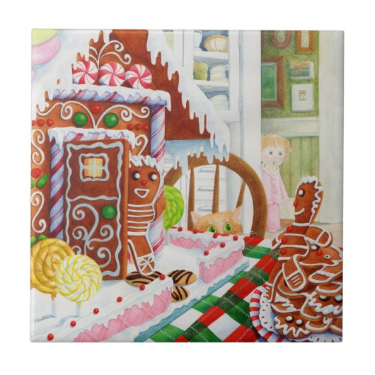GINGERBREAD SURPRISE 4.25x4.25 Keramische Tegel Tegeltje (Voorkant)