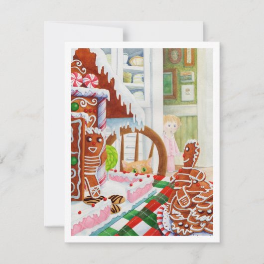 GINGERBREAD SURPRISE 4.25x5.5 Platte kerst Kaart (Voorkant)