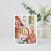 GINGERBREAD SURPRISE 4.25x5.5 Platte Kerstkaart (Staand voorkant)
