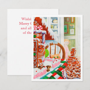 GINGERBREAD SURPRISE 4.25x5.5 Platte Kerstkaart