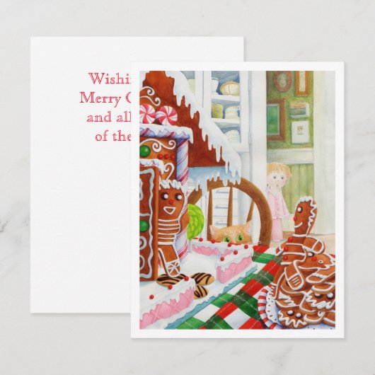 GINGERBREAD SURPRISE 4.25x5.5 Platte Kerstkaart (Voorkant / Achterkant)