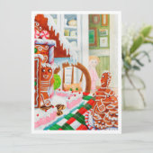 GINGERBREAD SURPRISE 5.5x7.5 Platte kerst Kaart (Staand voorkant)