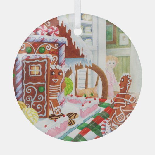 GINGERBREAD SURPRISE Glass Circle Ornament (Voorkant)