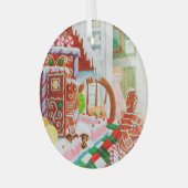GINGERBREAD SURPRISE Glass Circle Ornament (Voorkant links)