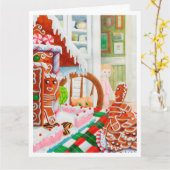 GINGERBREAD SURPRISE Grote Kerstkaart Kaart (Gele Bloem)