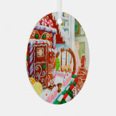 GINGERBREAD SURPRISE Metalen Cirkel Kerstbal Ornament (Voorkant Rechts)