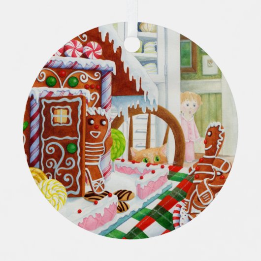 GINGERBREAD SURPRISE Metalen Cirkel Kerstbal Ornament (Voorkant)