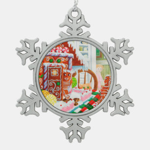 GINGERBREAD SURPRISE Pewter Snowflake Ornament