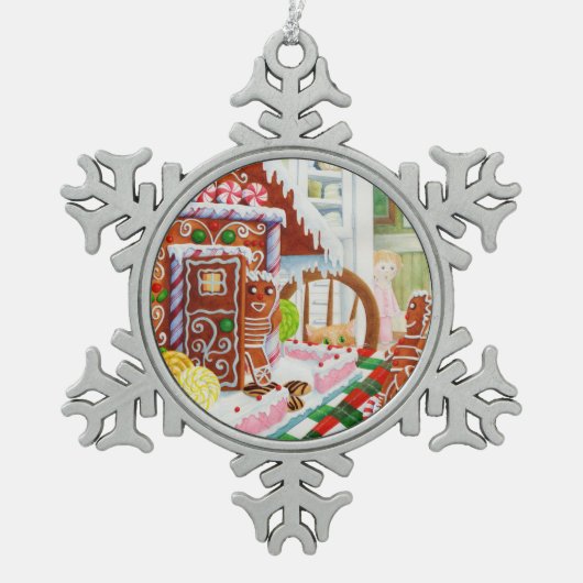 GINGERBREAD SURPRISE Pewter Snowflake Ornament (Voorkant)