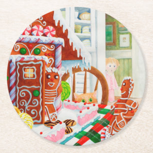 GINGERBREAD SURPRISE Ronde Papieren Onderzetters