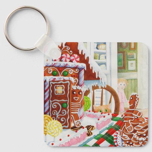 GINGERBREAD SURPRISE Square Metal Sleutelhanger (Voorkant)