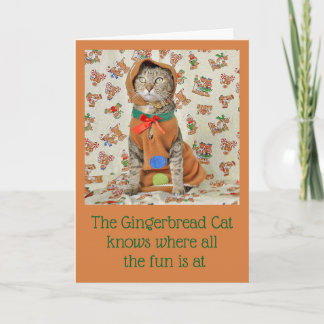 Gingerbread Tabby Cat Christmas Kaart