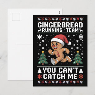 Gingerbread Team: Hardlopen met tempo, Voorblijven Feestdagenkaart