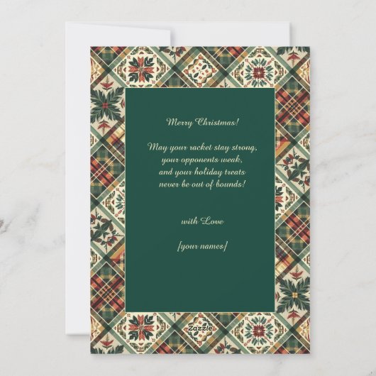 Gingerbread Tennis Grand Slam 🎾🎄aangepaste tekst Feestdagenkaart (Achterkant)