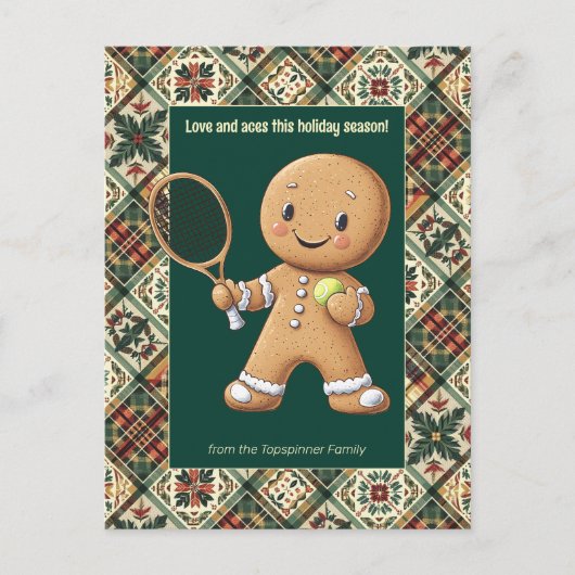 Gingerbread Tennis Grand Slam 🎾🎄aangepaste tekst Feestdagenkaart (Voorkant)