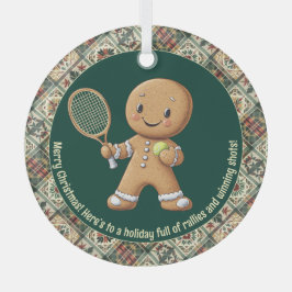 Gingerbread Tennis Grand Slam 🎾🎄aangepaste tekst Glas Ornament