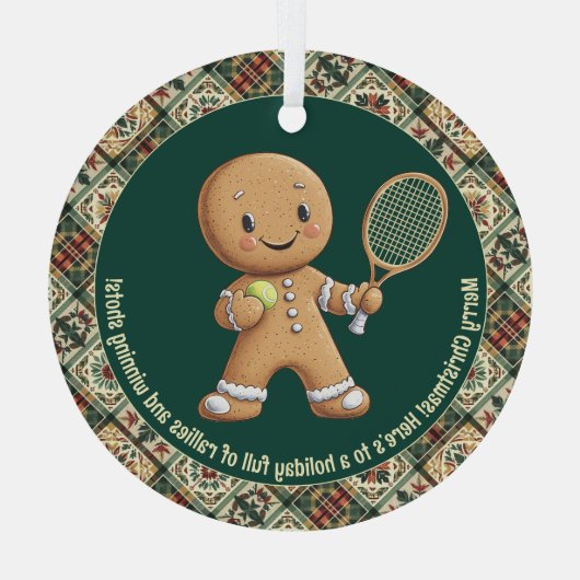 Gingerbread Tennis Grand Slam 🎾🎄aangepaste tekst Glas Ornament (Achterkant)