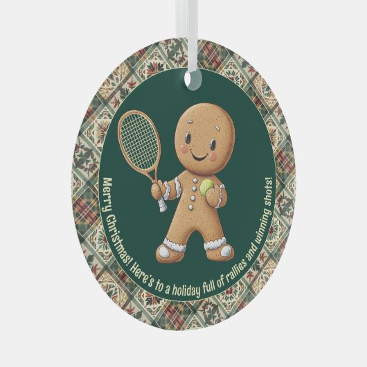 Gingerbread Tennis Grand Slam 🎾🎄aangepaste tekst Glas Ornament (Voorkant Rechts)