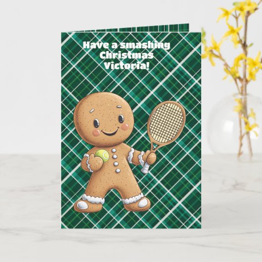 Gingerbread Tennis Grand Slam 🎾🎄aangepaste tekst Kaart (Gele Bloem)