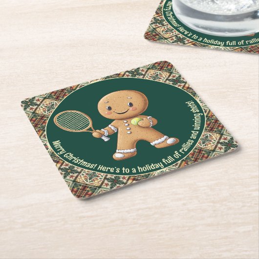 Gingerbread Tennis Grand Slam 🎾🎄aangepaste tekst Kartonnen Onderzetters (Schuin)