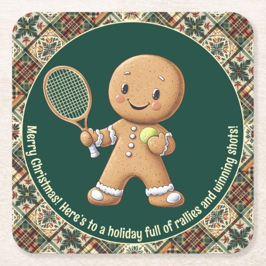 Gingerbread Tennis Grand Slam 🎾🎄aangepaste tekst Kartonnen Onderzetters (Voorkant)