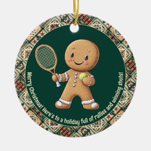 Gingerbread Tennis Grand Slam 🎾🎄aangepaste tekst Keramisch Ornament (Voorkant)