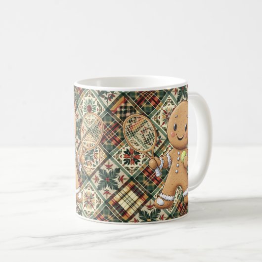 Gingerbread Tennis Grand Slam 🎾🎄aangepaste tekst Koffiemok (Voorkant rechts)