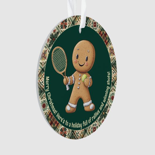 Gingerbread Tennis Grand Slam 🎾🎄aangepaste tekst Ornament (voorkant)